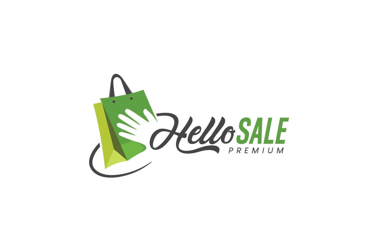 illustration of hello sale logo with waving hand icon in shopping bag vector
