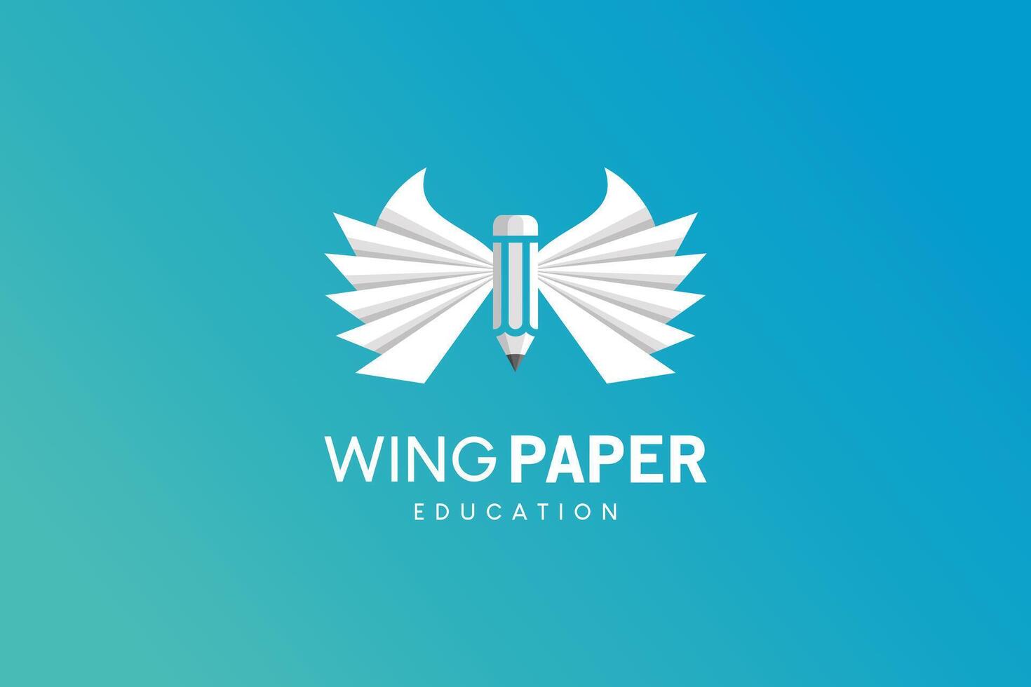 Abstract pencil and paper wings logo illustration vector