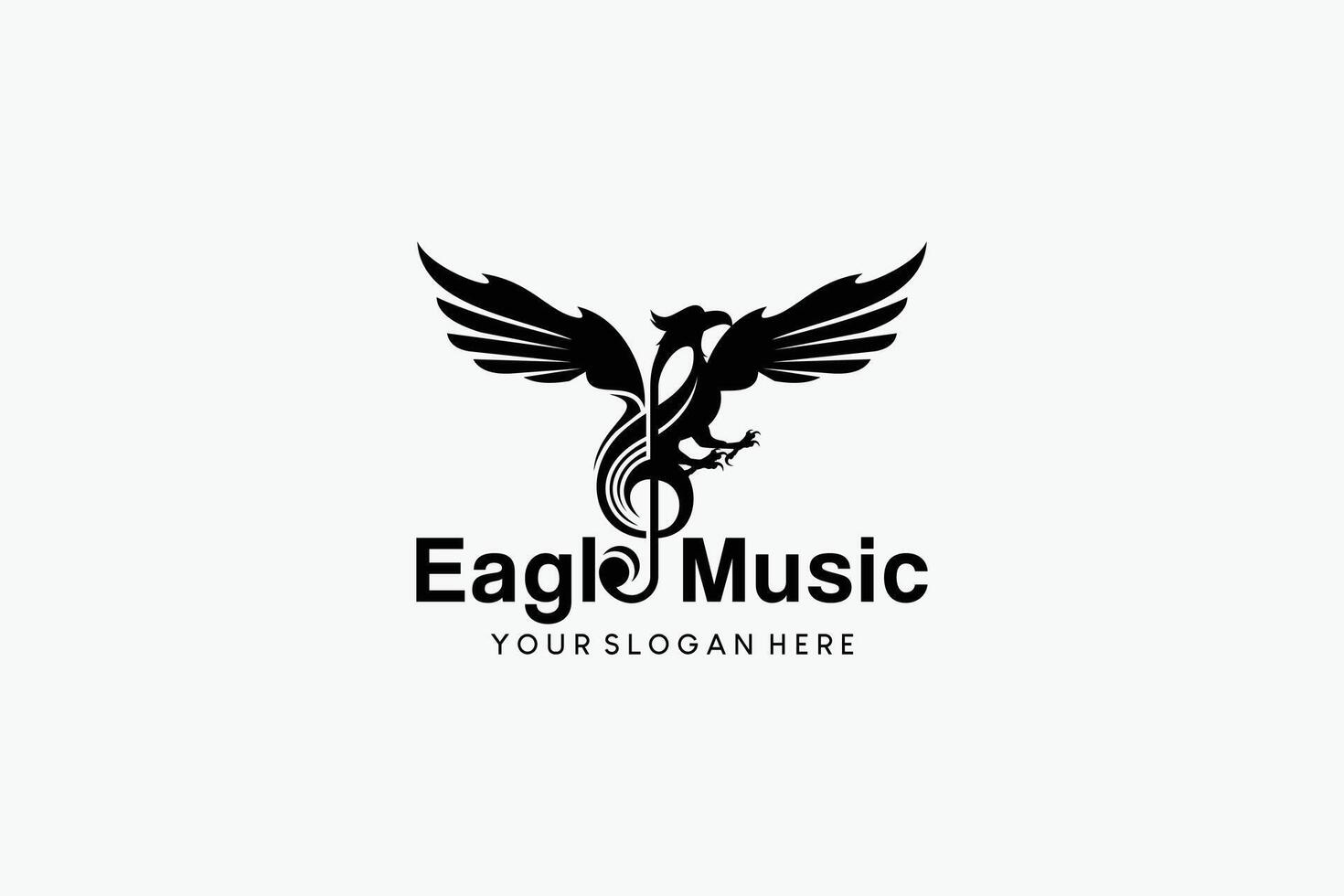Flying eagle music logo. Symbol of the rhythm of musical notes with a combination of eagles vector