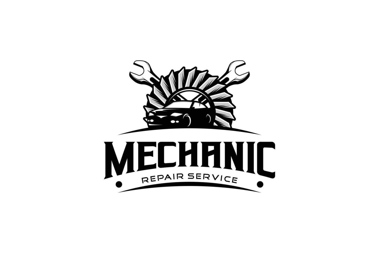 wrench and gear for mechanic logo design, car engine repair service vector