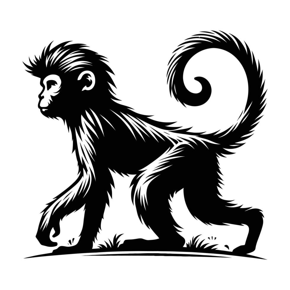 cute silhouette illustration monkey design vector