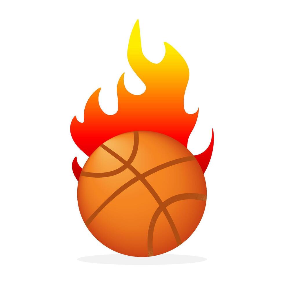 Basketball surrounded by flames. illustration vector