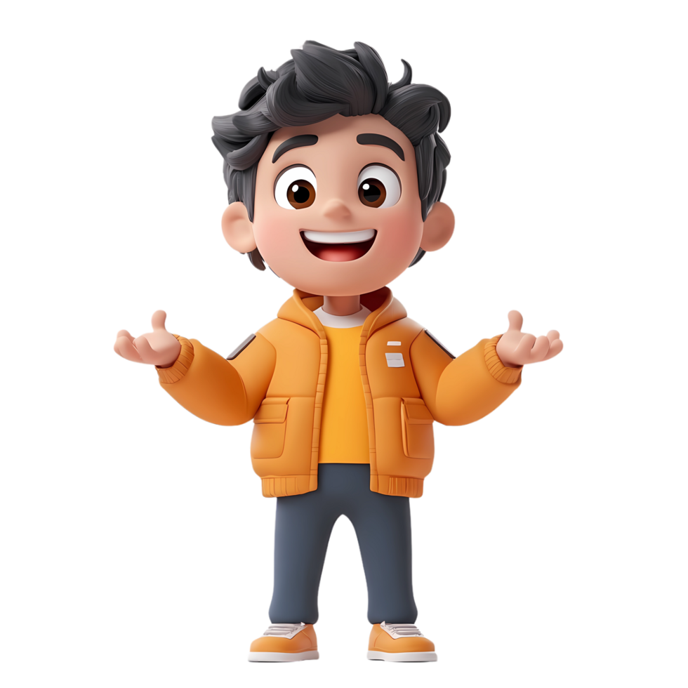 3D cartoon character who expresses himself through physical movements, his movements convey emotions as clearly as his words png