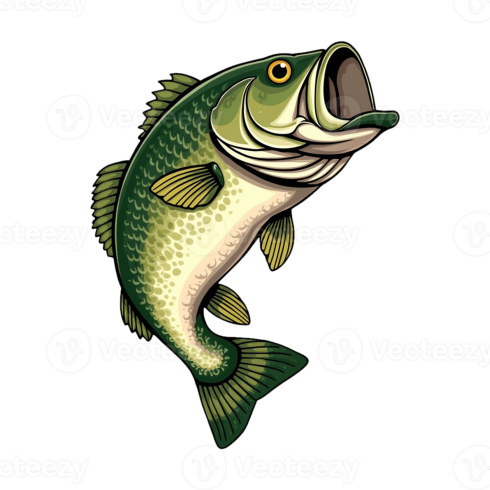 A Big bass fish with opened mouth png