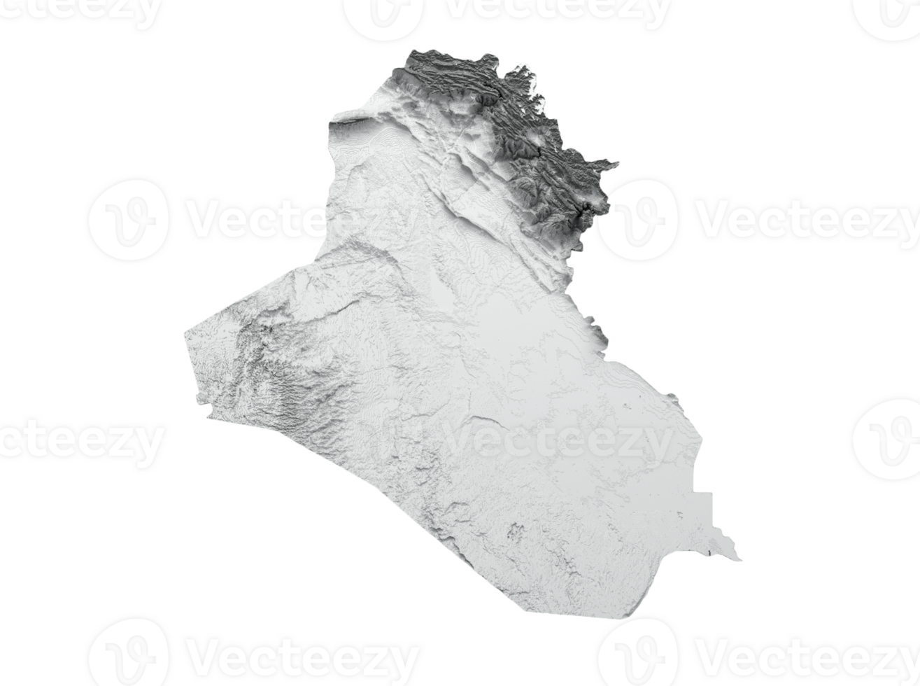 Iraq Map Flag Shaded relief Color Height map 3d illustration png