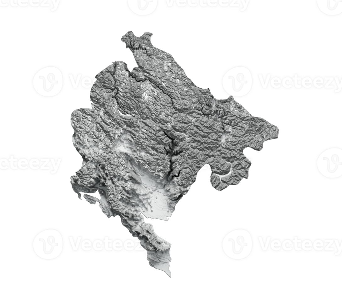 Montenegro Map Montenegro Flag Shaded relief Color Height map 3d illustration png