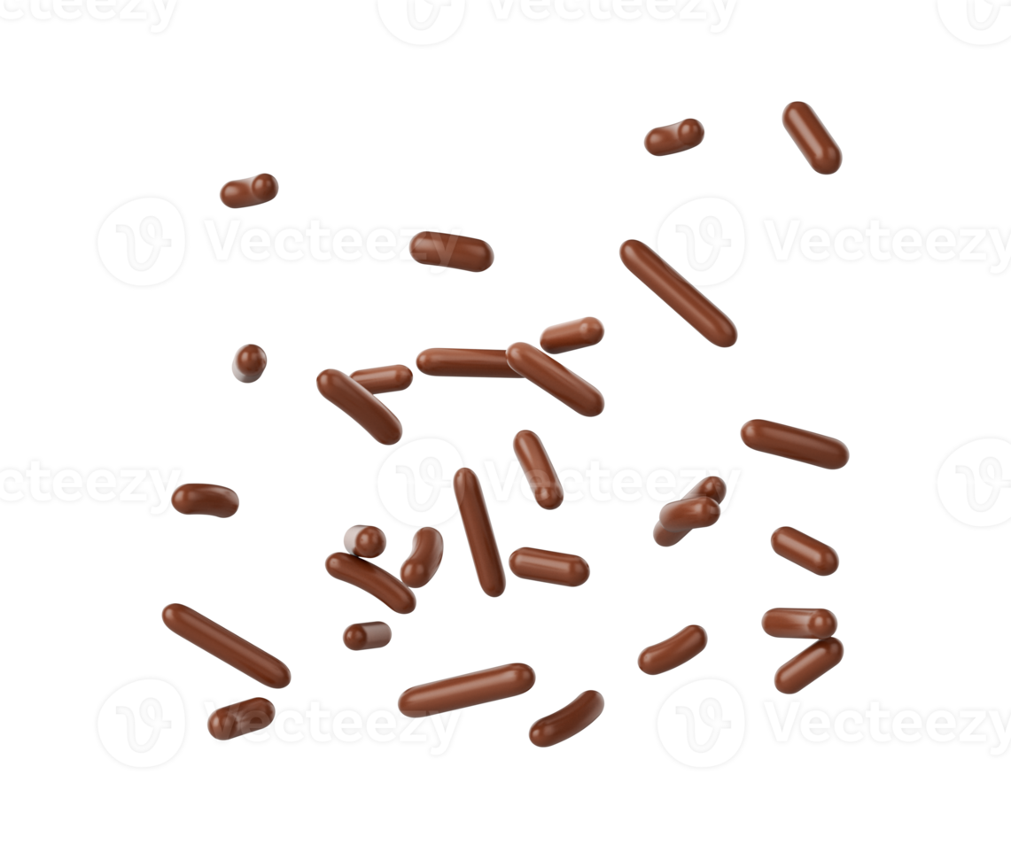 Chocolate Sprinkles For Cakes, Ice Cream And Desserts Falling 3D Illustration png