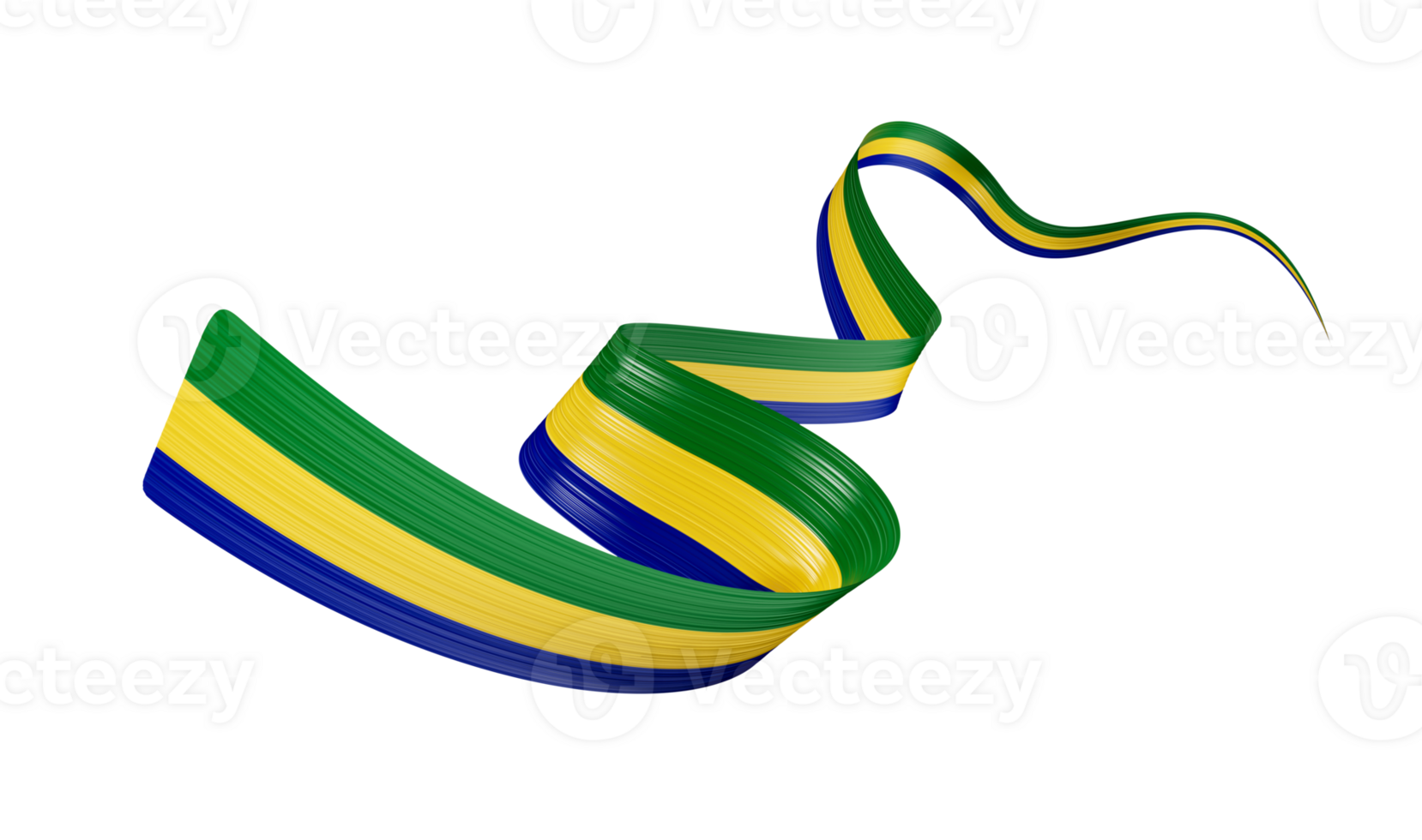 3d Flag Of Gabon 3d Wavy Shiny Gabon Ribbon 3d Illustration png