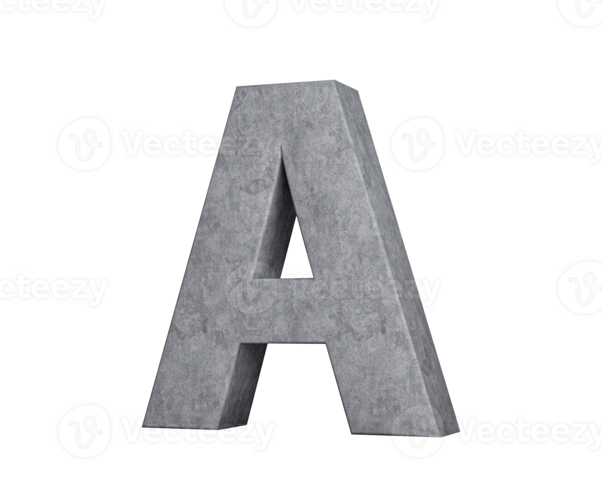 3d Concrete Capital Letter A Alphabet A Made Of Grey Concrete Stone 3d Illustration png