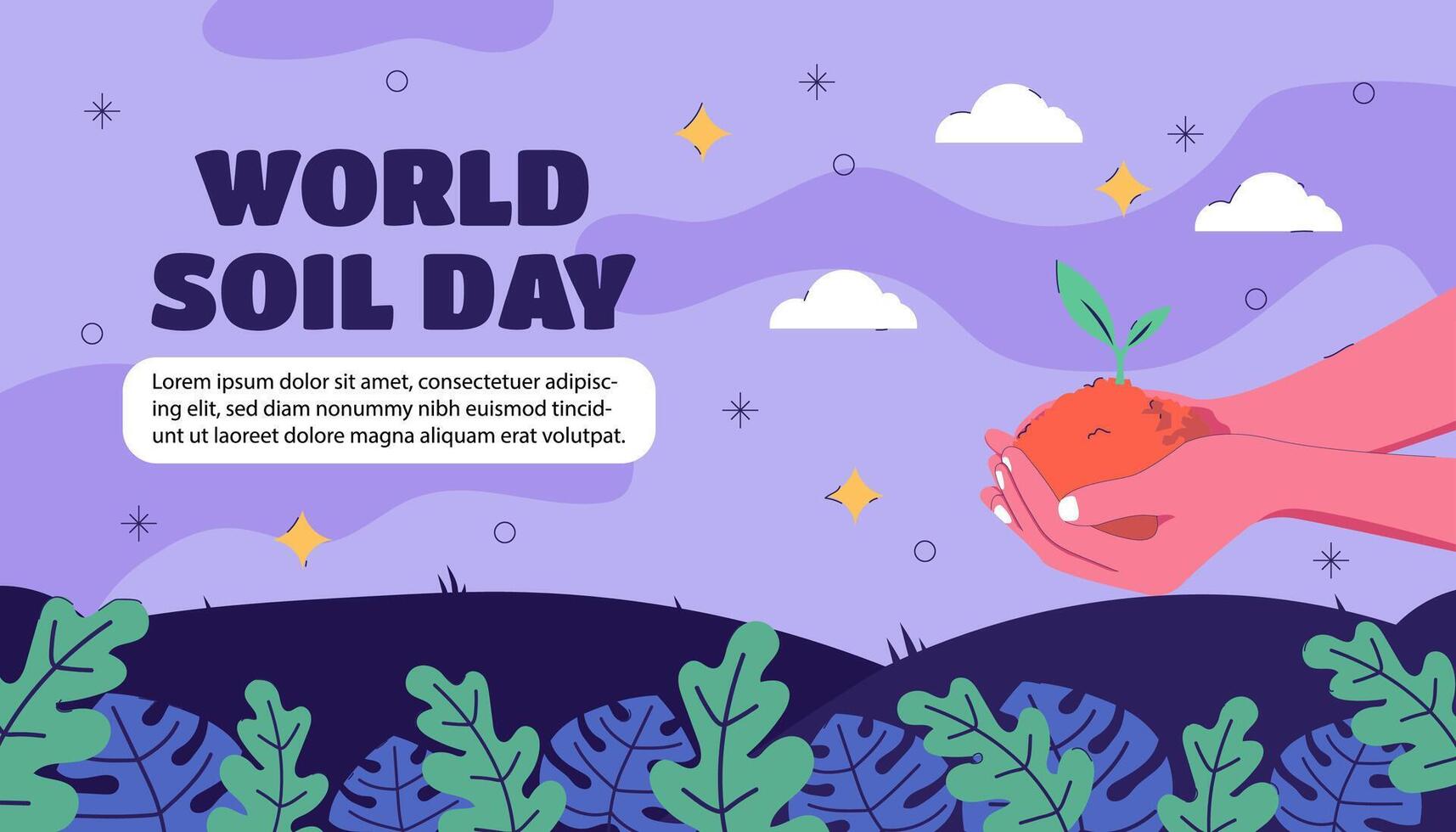 cute soil day banner design vector
