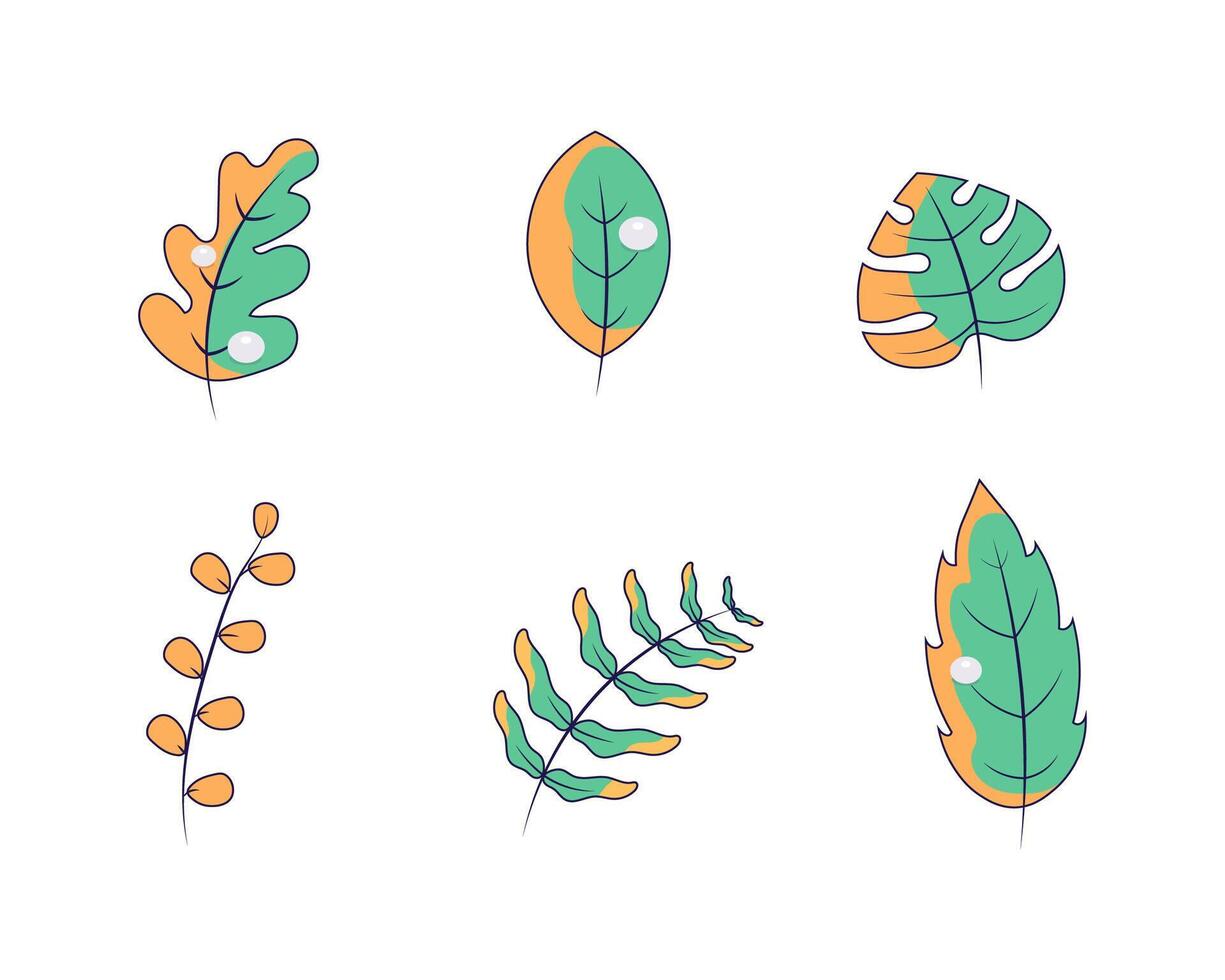 leaf design in cartoon style vector