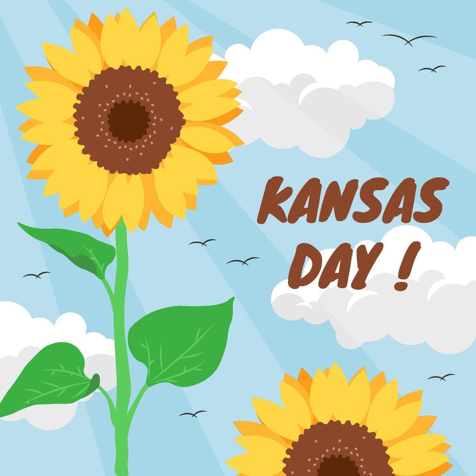 kansas day vectors with blue sky suitable for banner, flyer or social media post.