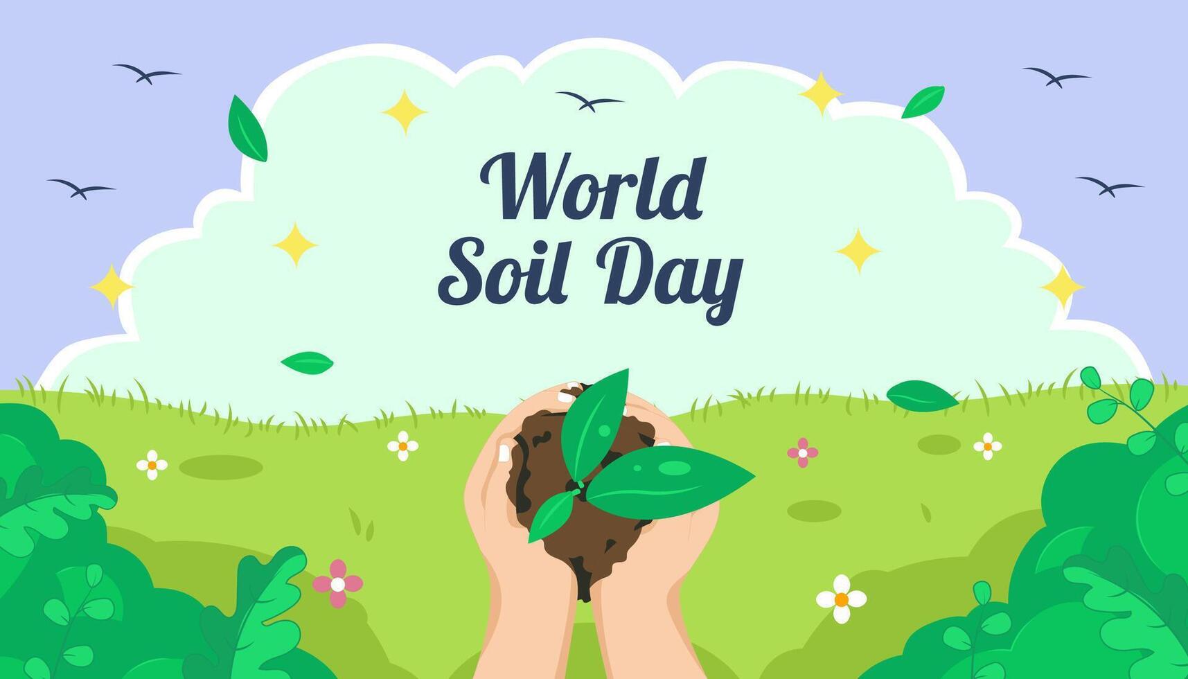happy soil day template banner in cartoon style vector