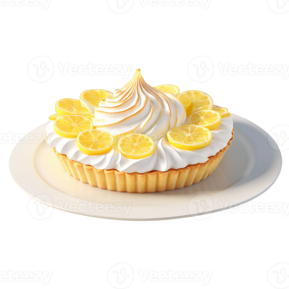 Lemon meringue tart golden toasted swirls lemon filling oozing Food and Culinary concept png