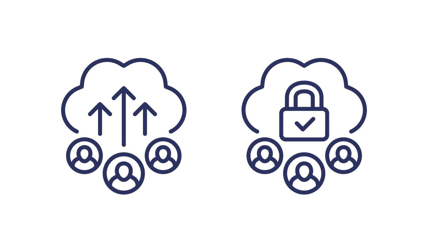 collect user data line icons on white vector