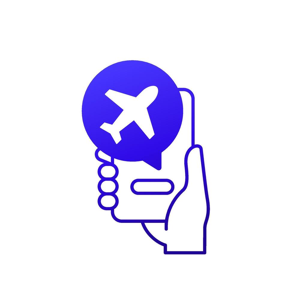 flight mode icon with a phone in hand vector