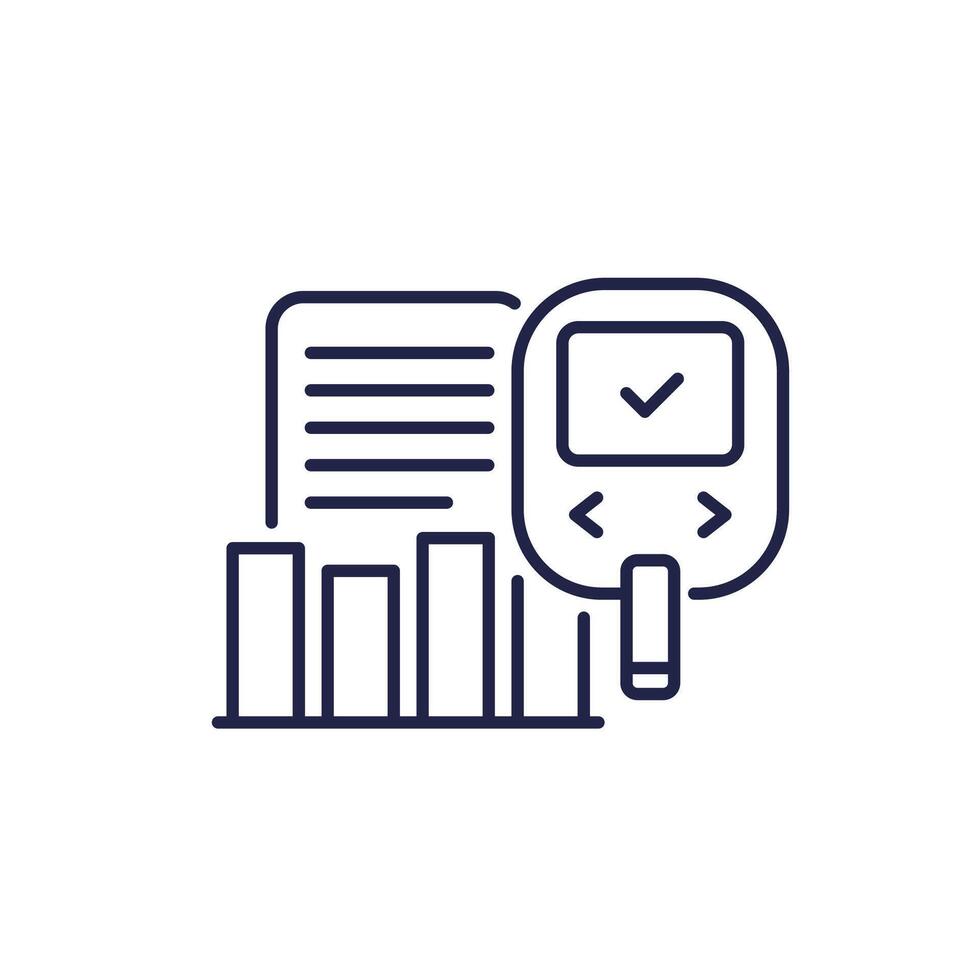 Glucose monitoring line icon with a glucometer vector