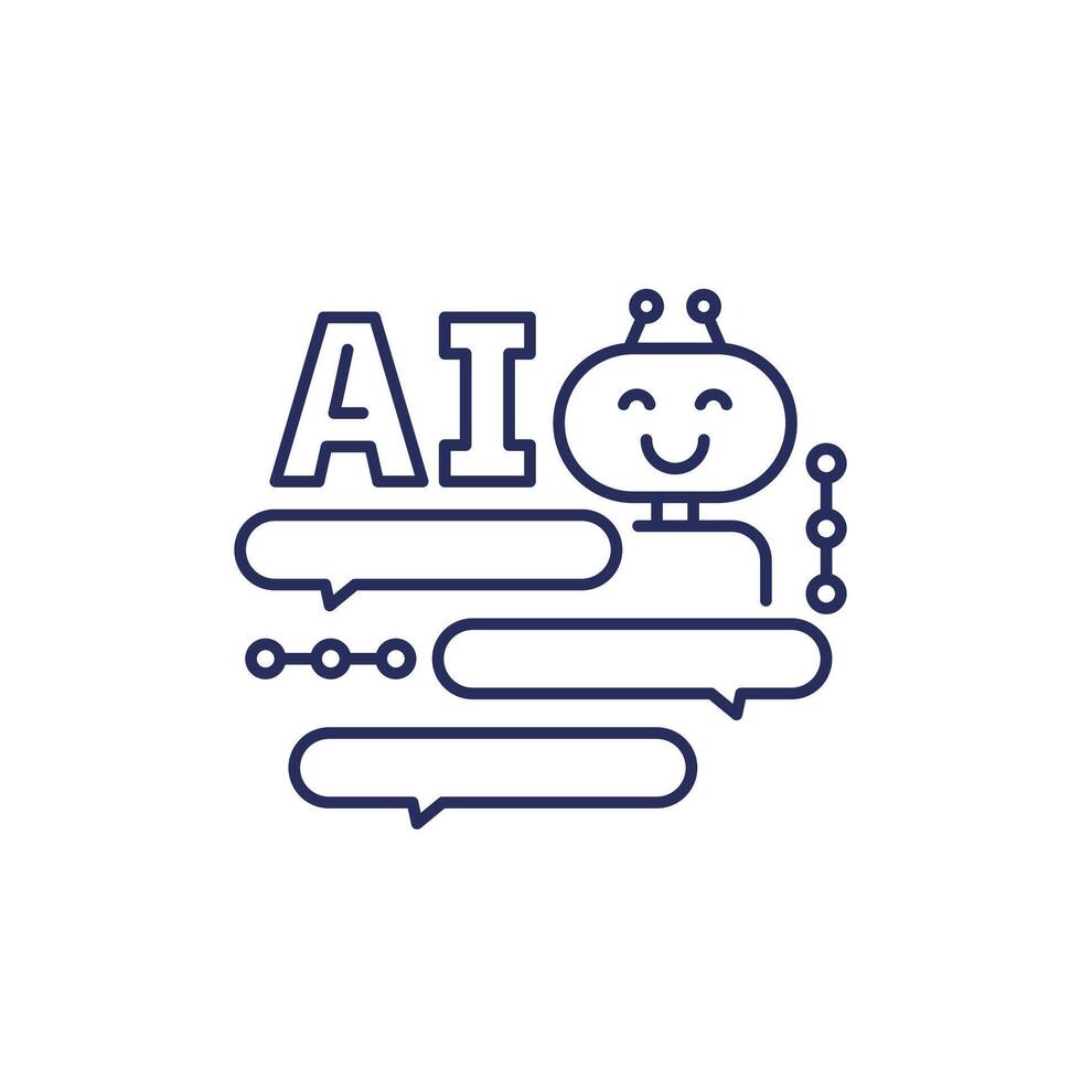 AI chat bot icon, Artificial intelligence line vector