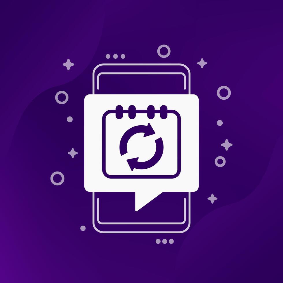 monthly subscription auto-renewal icon with a smart phone vector