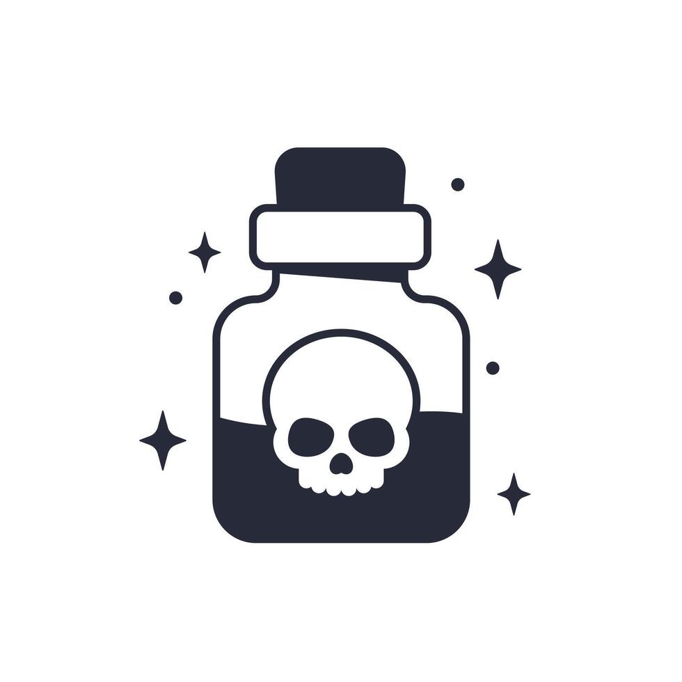 poison bottle with a skull, illustration vector