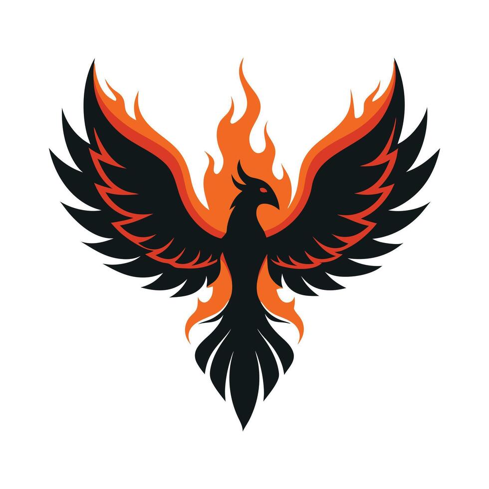 A phoenix bird with orange and black wings vector
