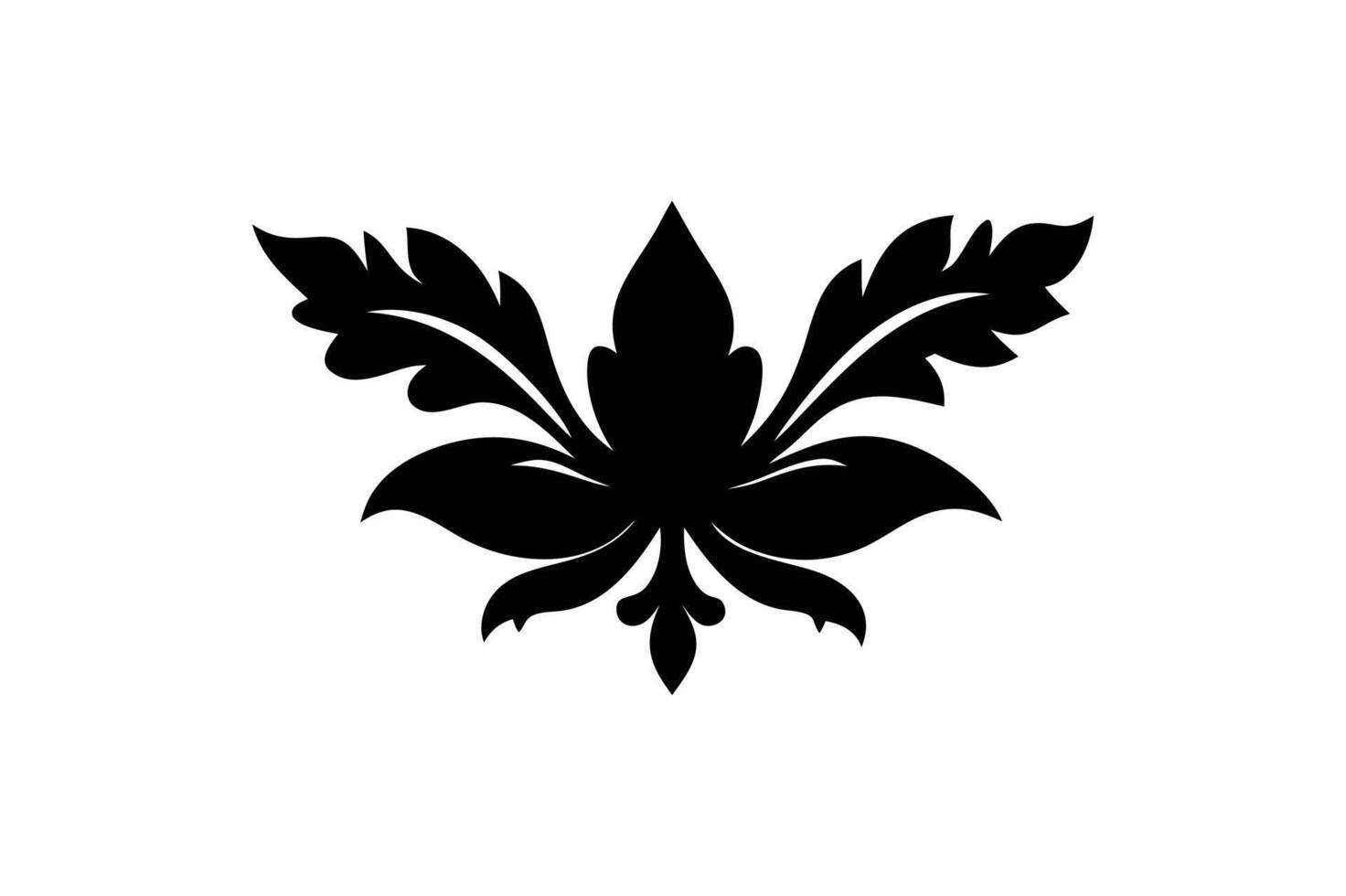 A black and white logo of a flower vector