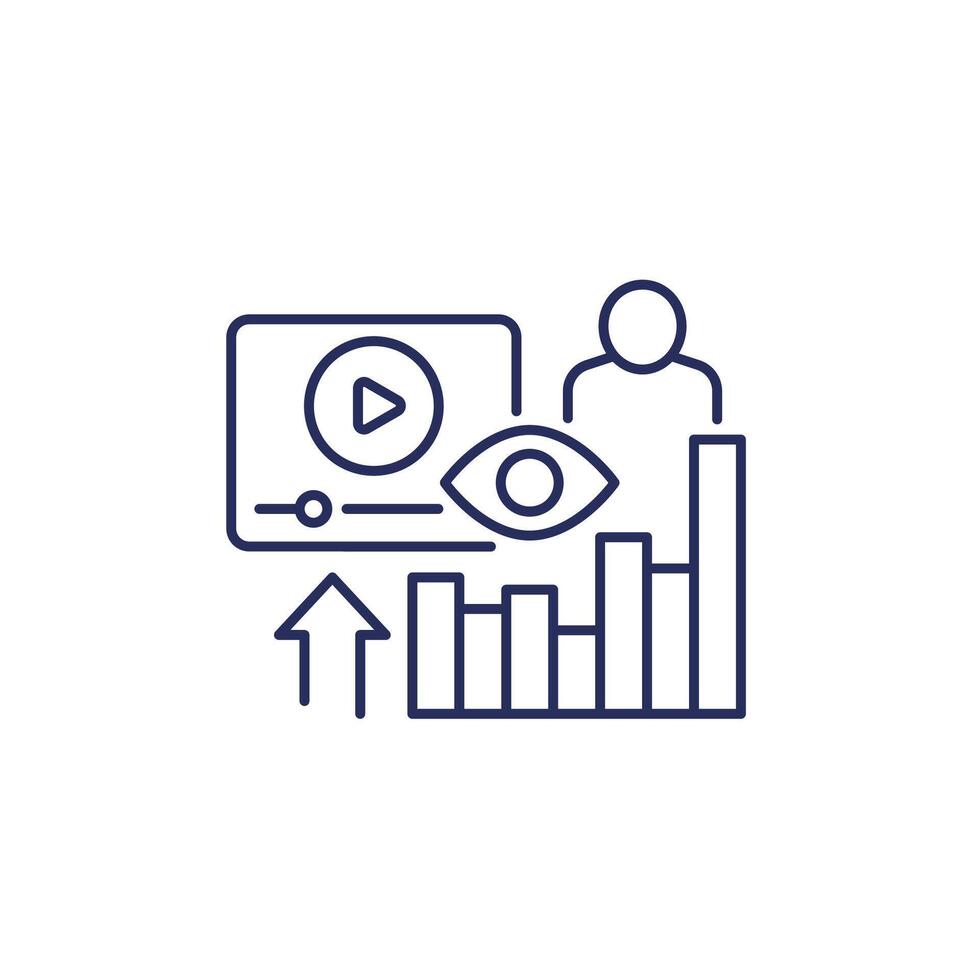 Views analytics and metrics line icon vector