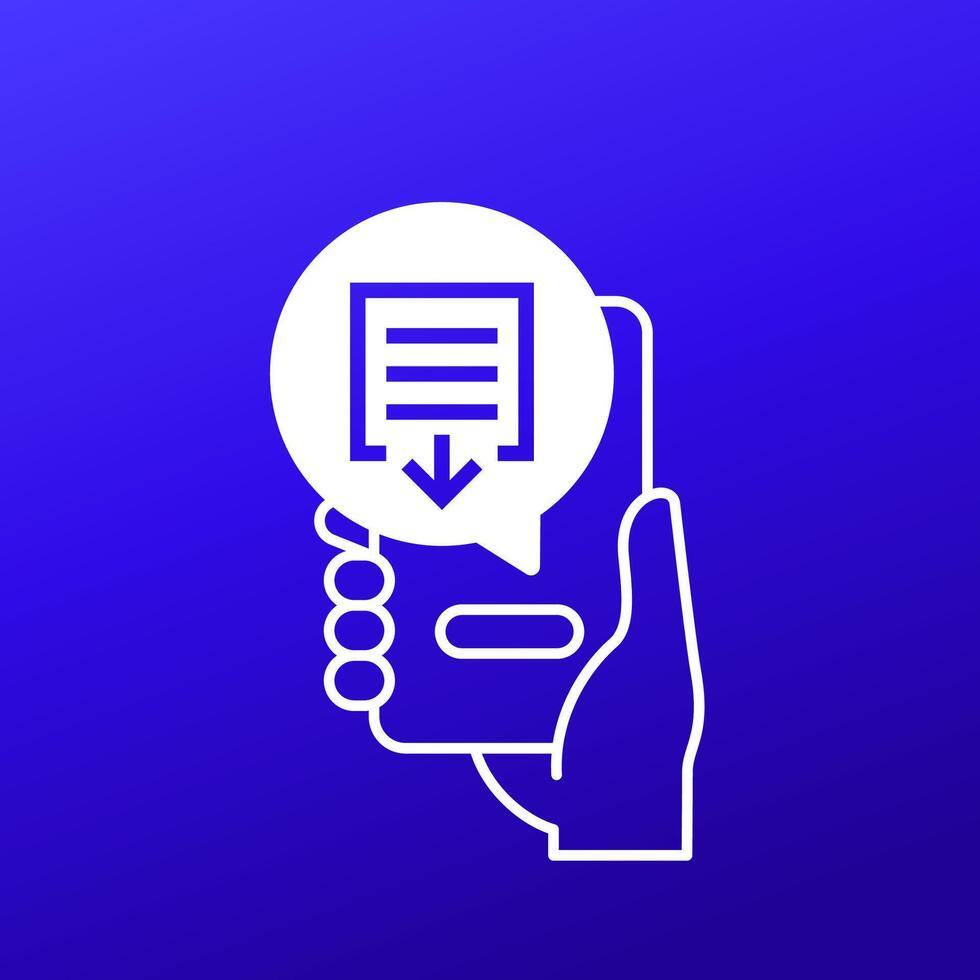 document download icon with a phone in hand vector