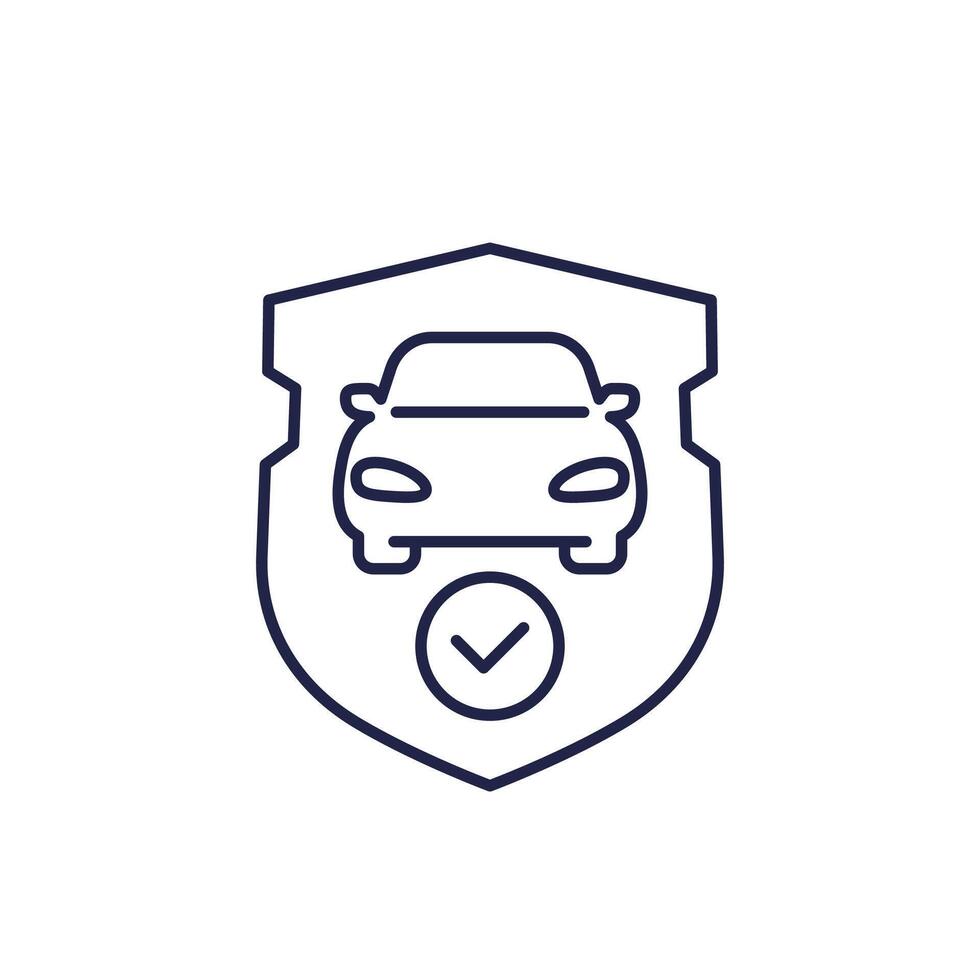 car and shield line icon vector