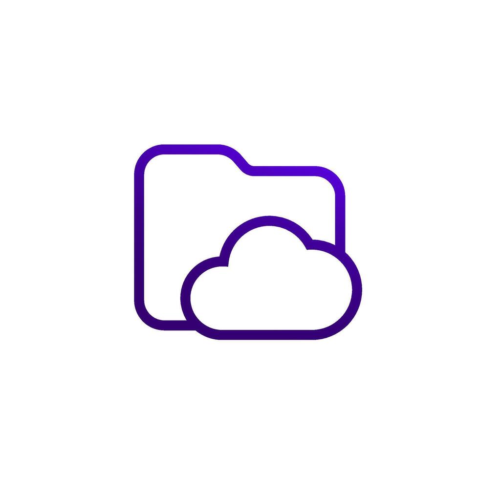 cloud folder icon in line design vector