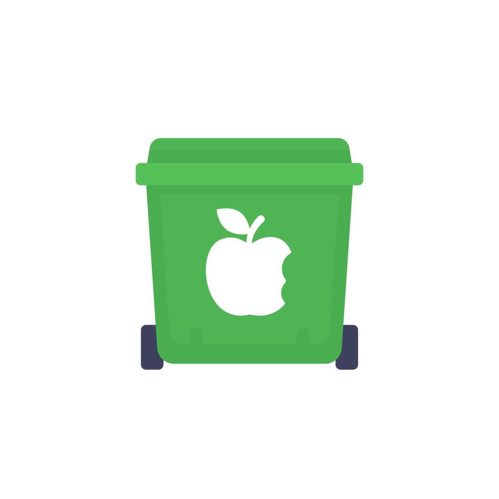 food waste icon, green trash container vector