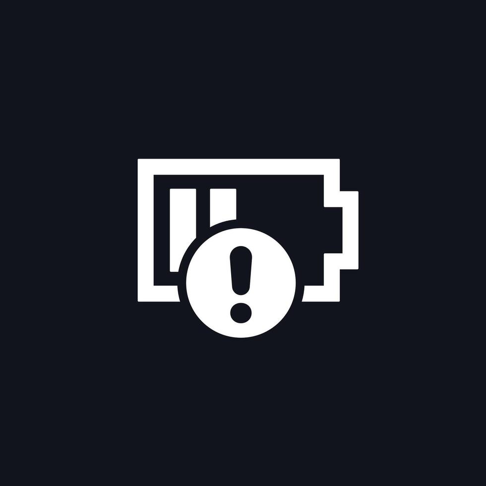 battery warning icon, pictogram vector