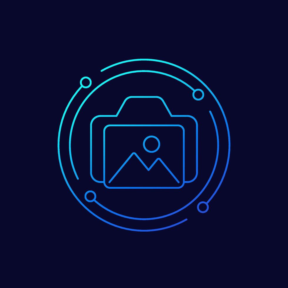 camera and photo icon, linear design vector