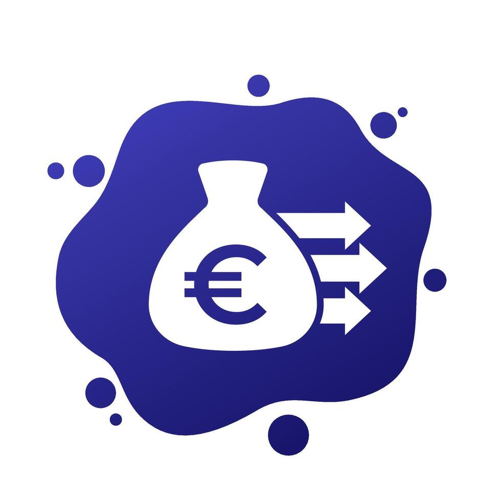 Lump sum payment icon with euro money bag vector