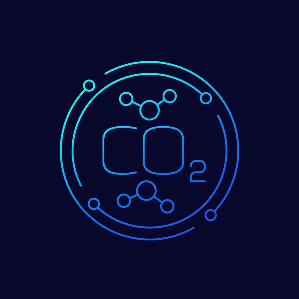 co2 molecules icon, carbon dioxide linear design vector