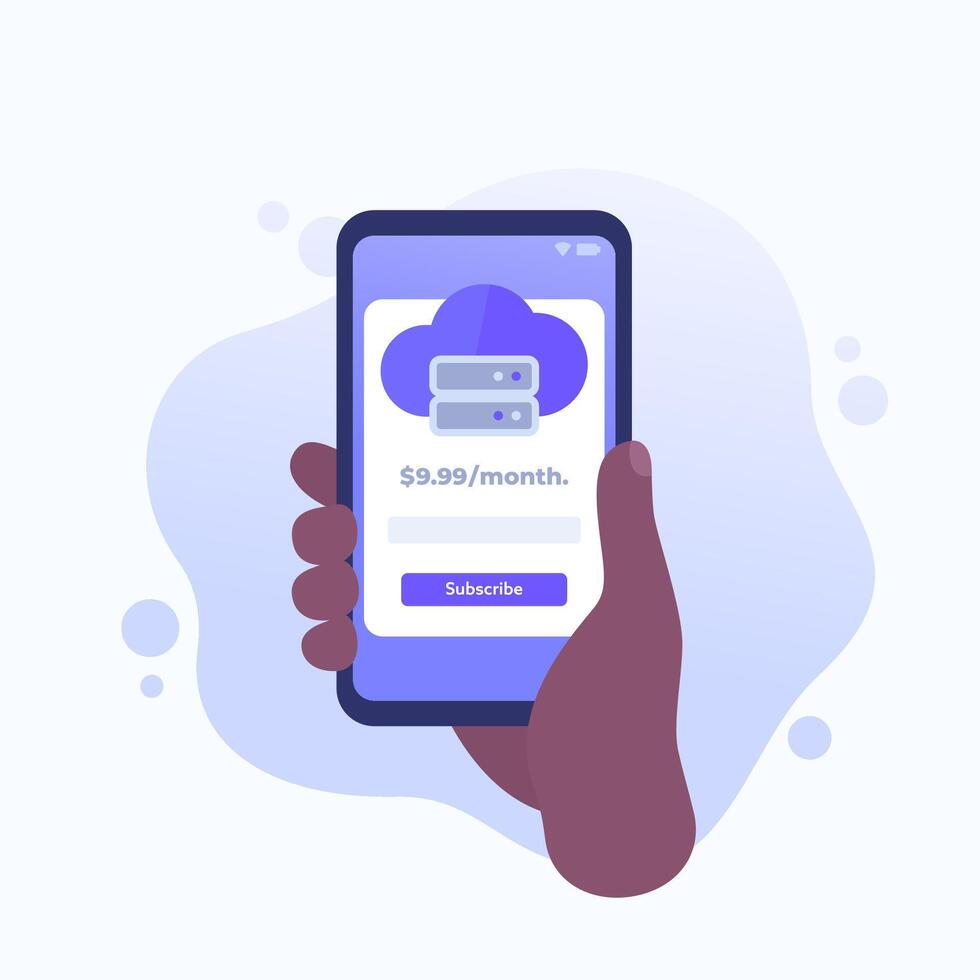 subscribe to cloud storage, form in a phone, design vector