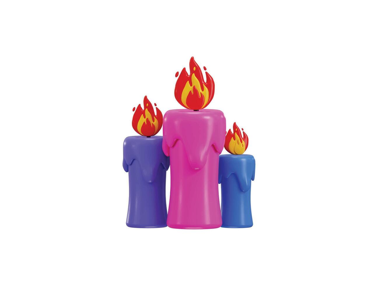 Colorful candle icon 3d render concept of decorative lamp on party or events vector