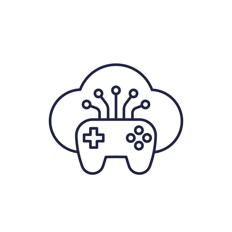 game server icon with a gamepad, cloud gaming line vector