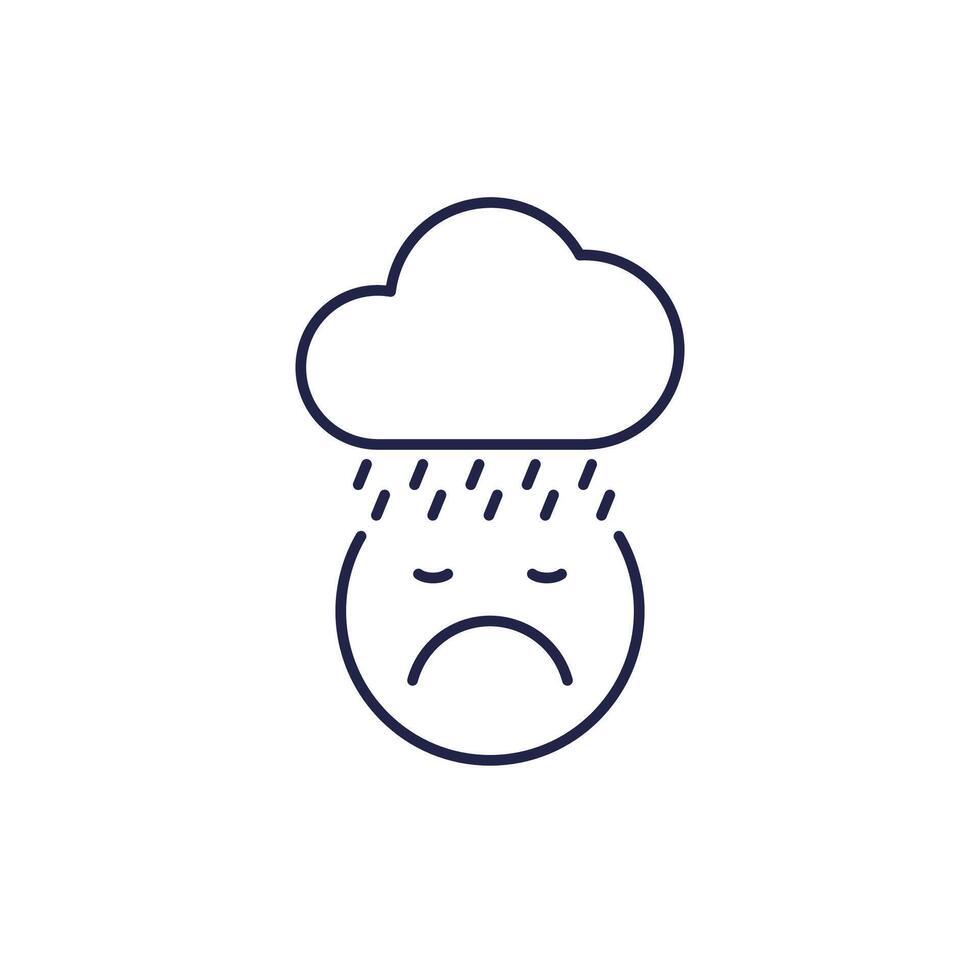 bad mood line icon with a cloud vector