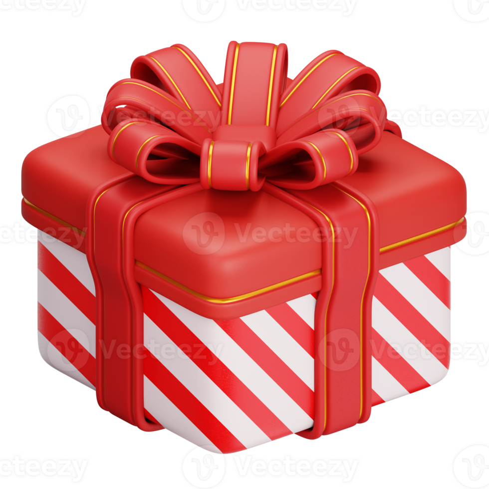 A red and white striped gift box with a bow png