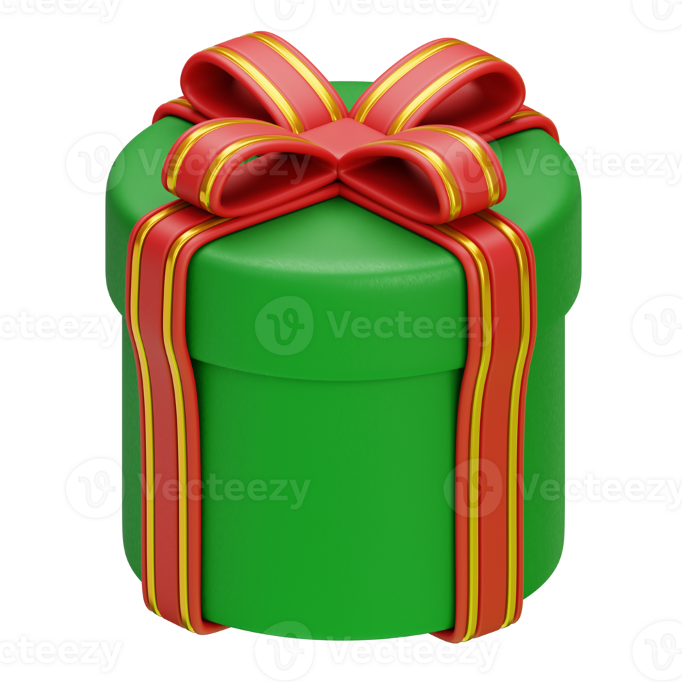 A green gift box with a red ribbon png