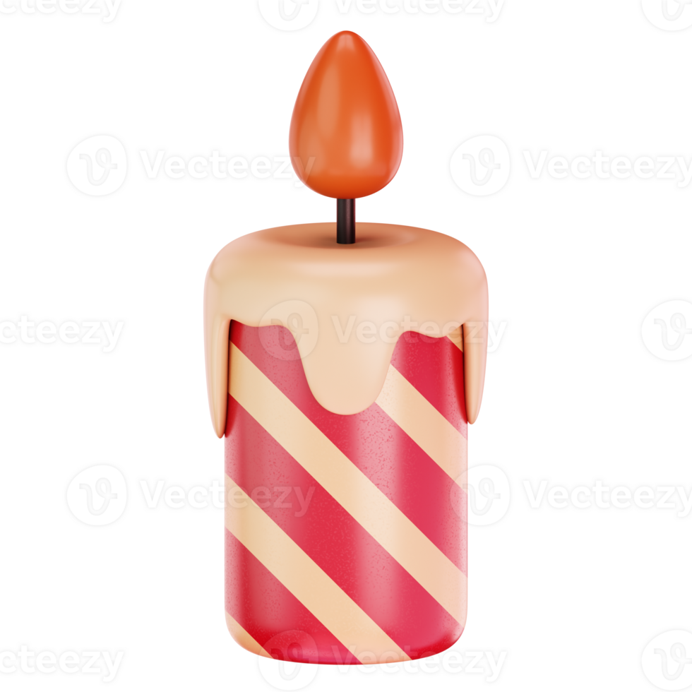 A red and white candle with a candle on top png