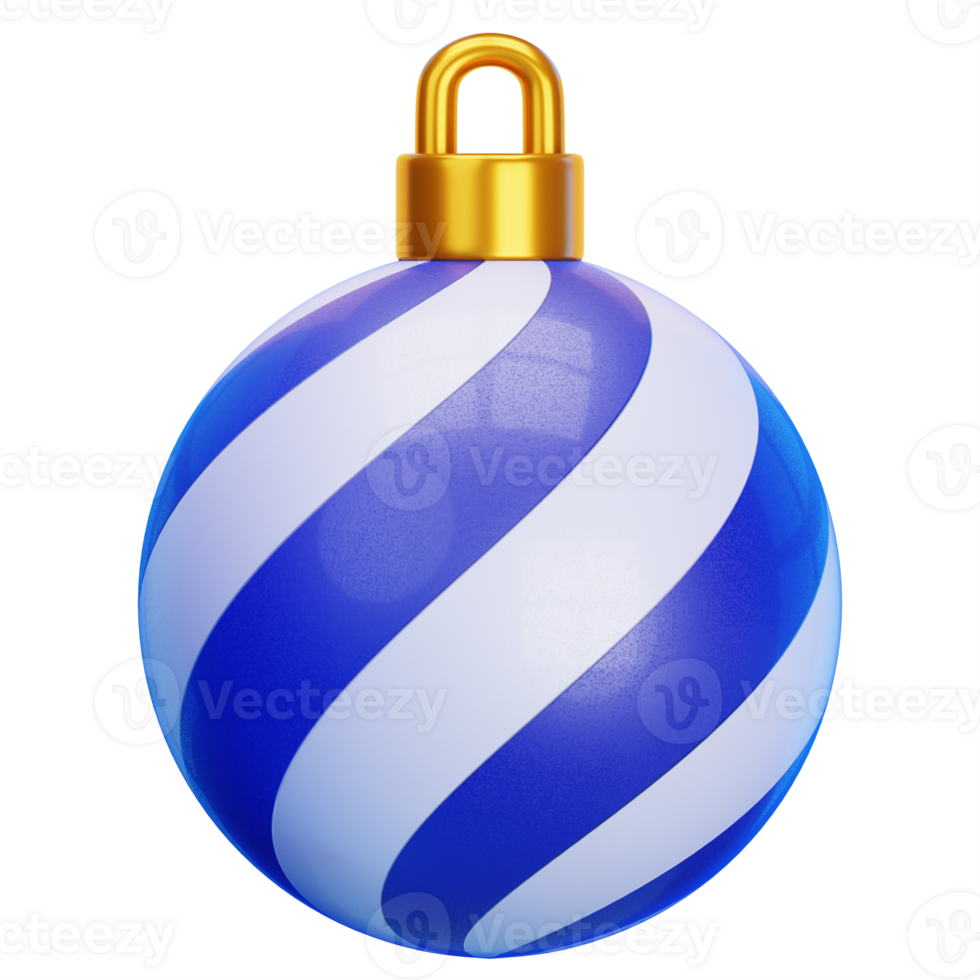 A blue and white striped christmas ball png