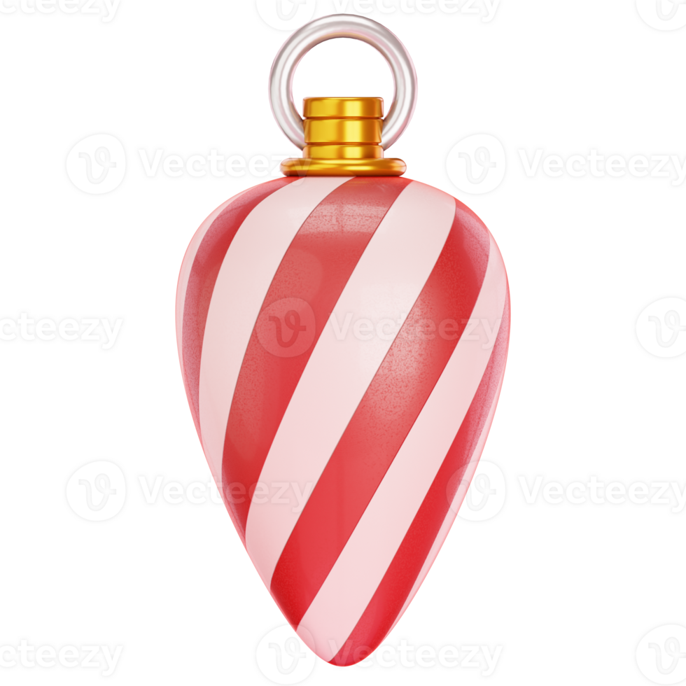 A red and white striped christmas ornament png