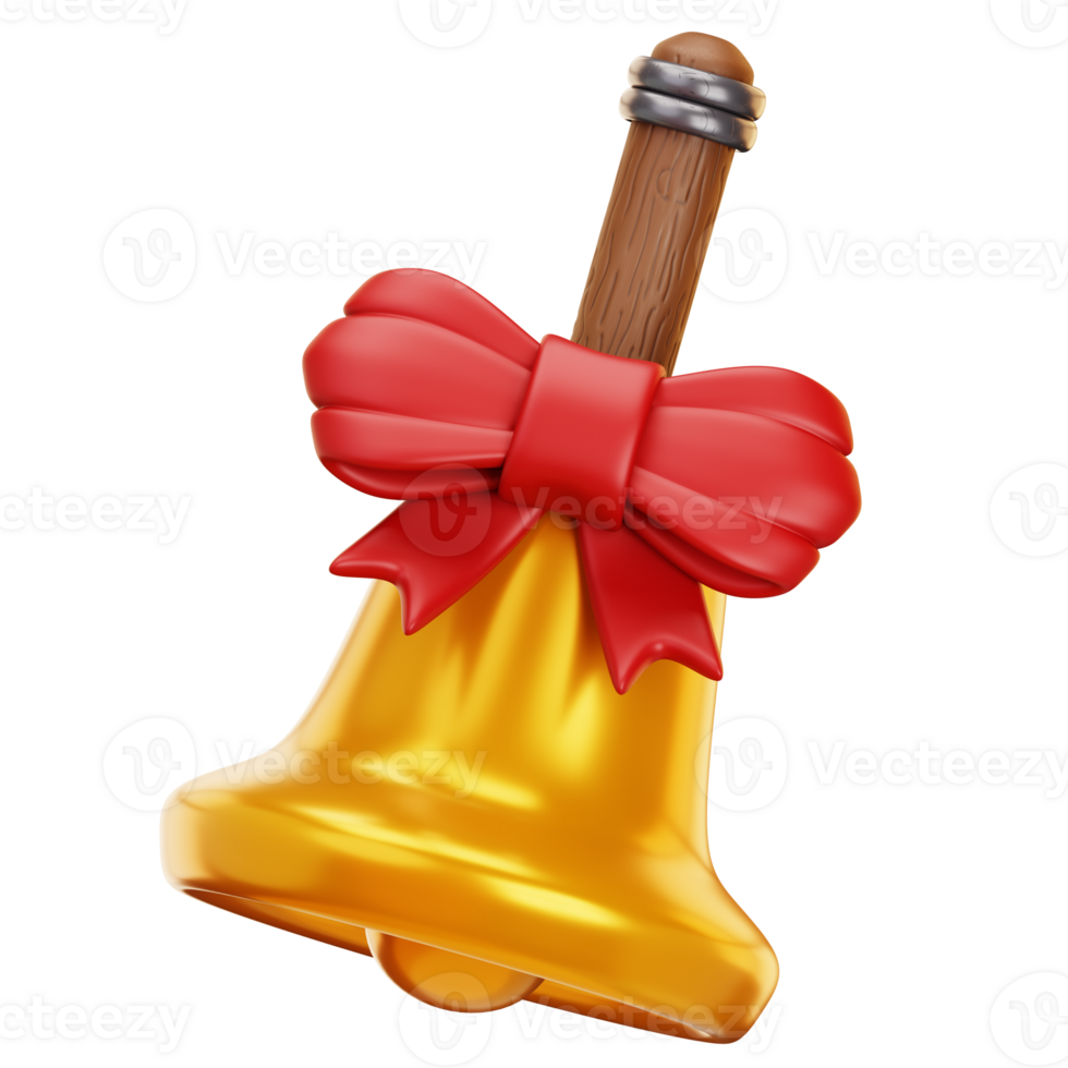 A golden bell with a red bow on it png