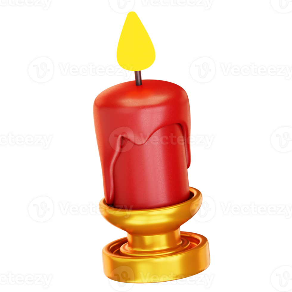A red candle with a yellow flame on top png
