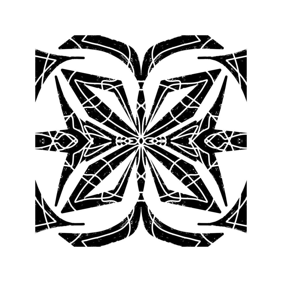 a black and white design with a flower in the middle vector
