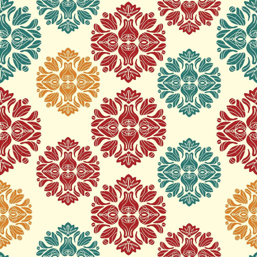 seamless pattern with colorful flowers and leaves vector