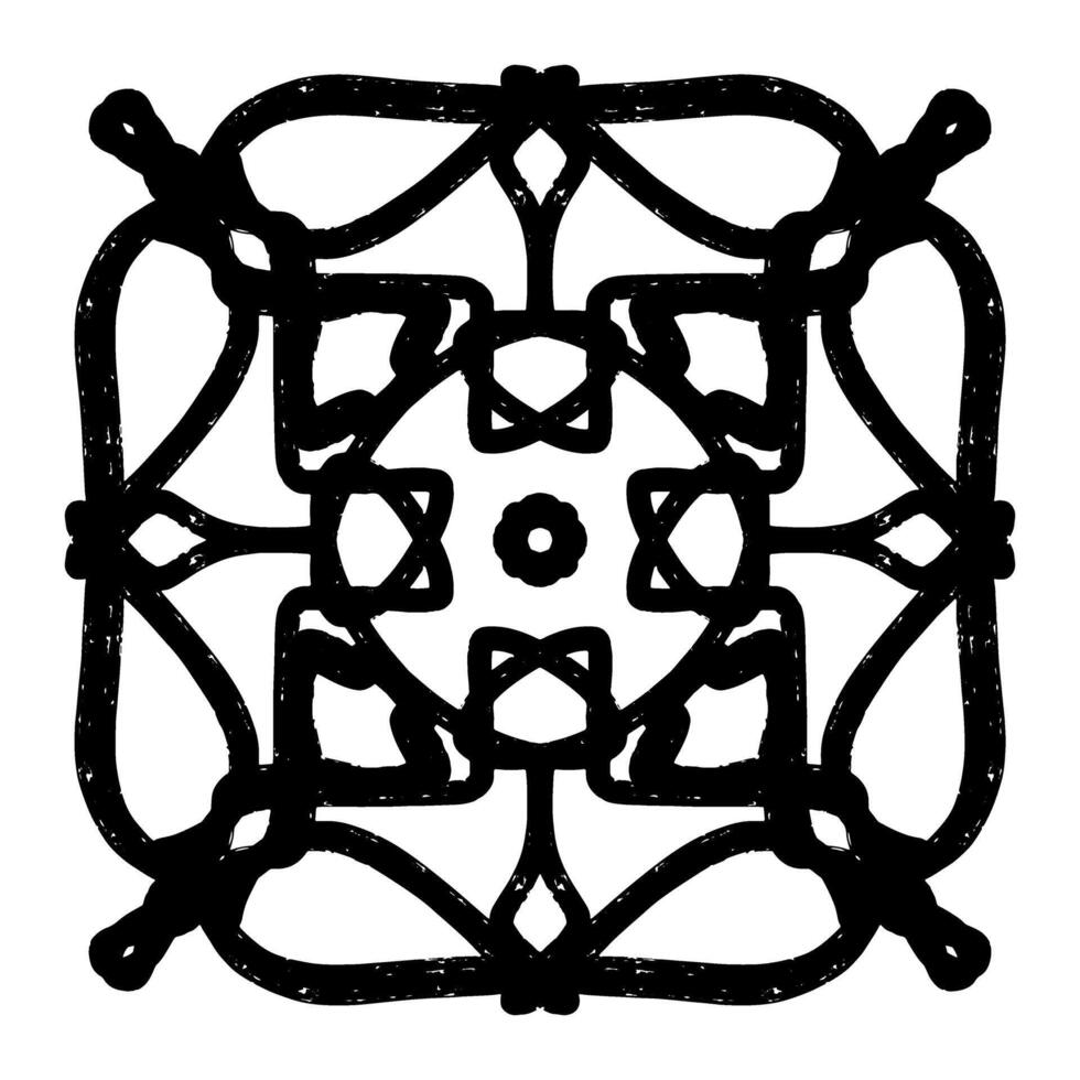 a black and white drawing of a square with a design vector