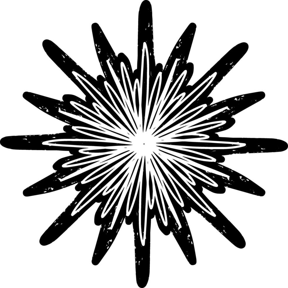 a black and white drawing of a starburst vector